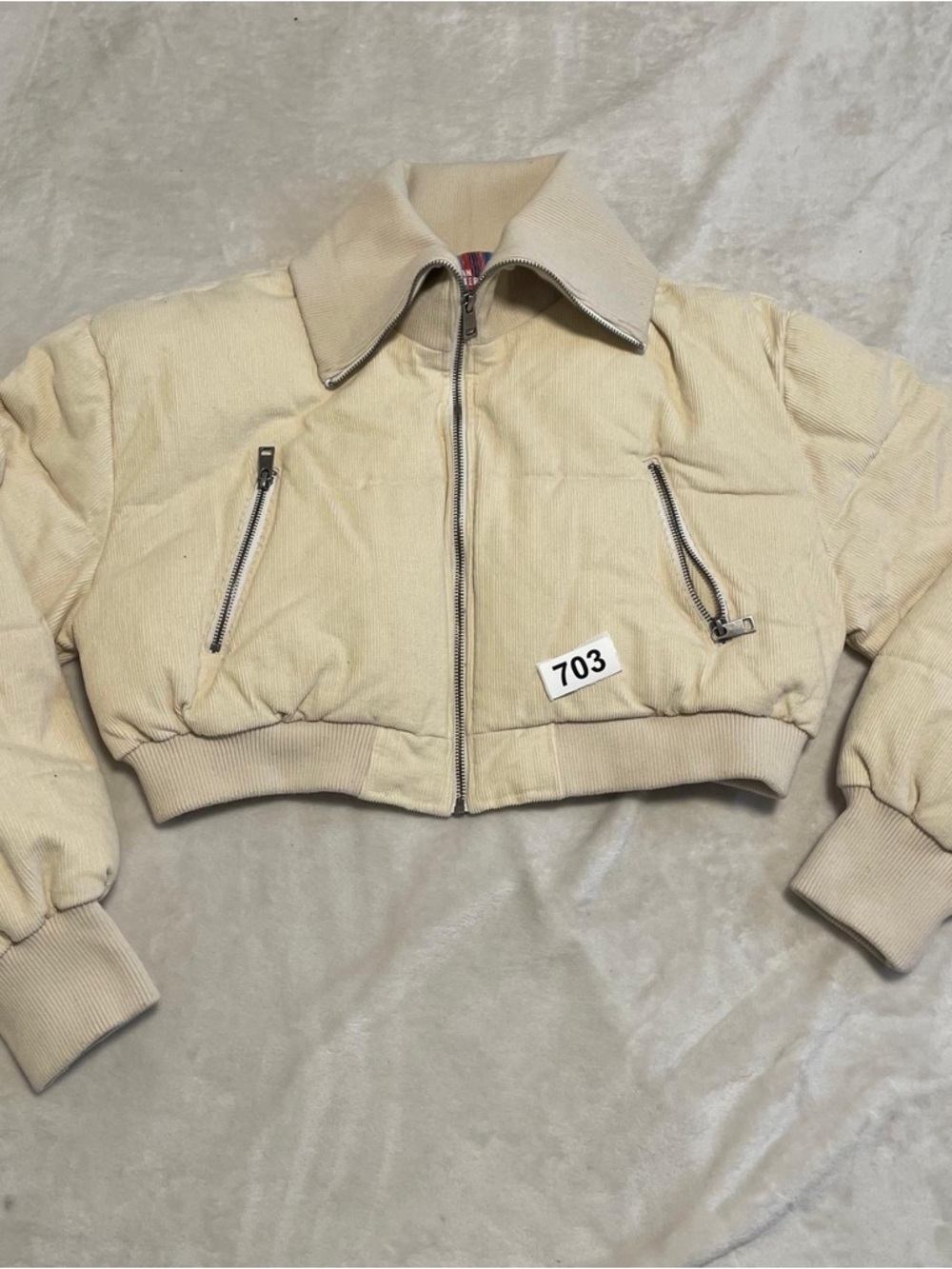 Urban Outfitter Lily Corduroy Cropped Puffer Jacket Size L